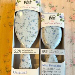 LOVESHACKFANCY X WET BRUSH Blue English Ivy Original & Mini Detangler Set NWT
